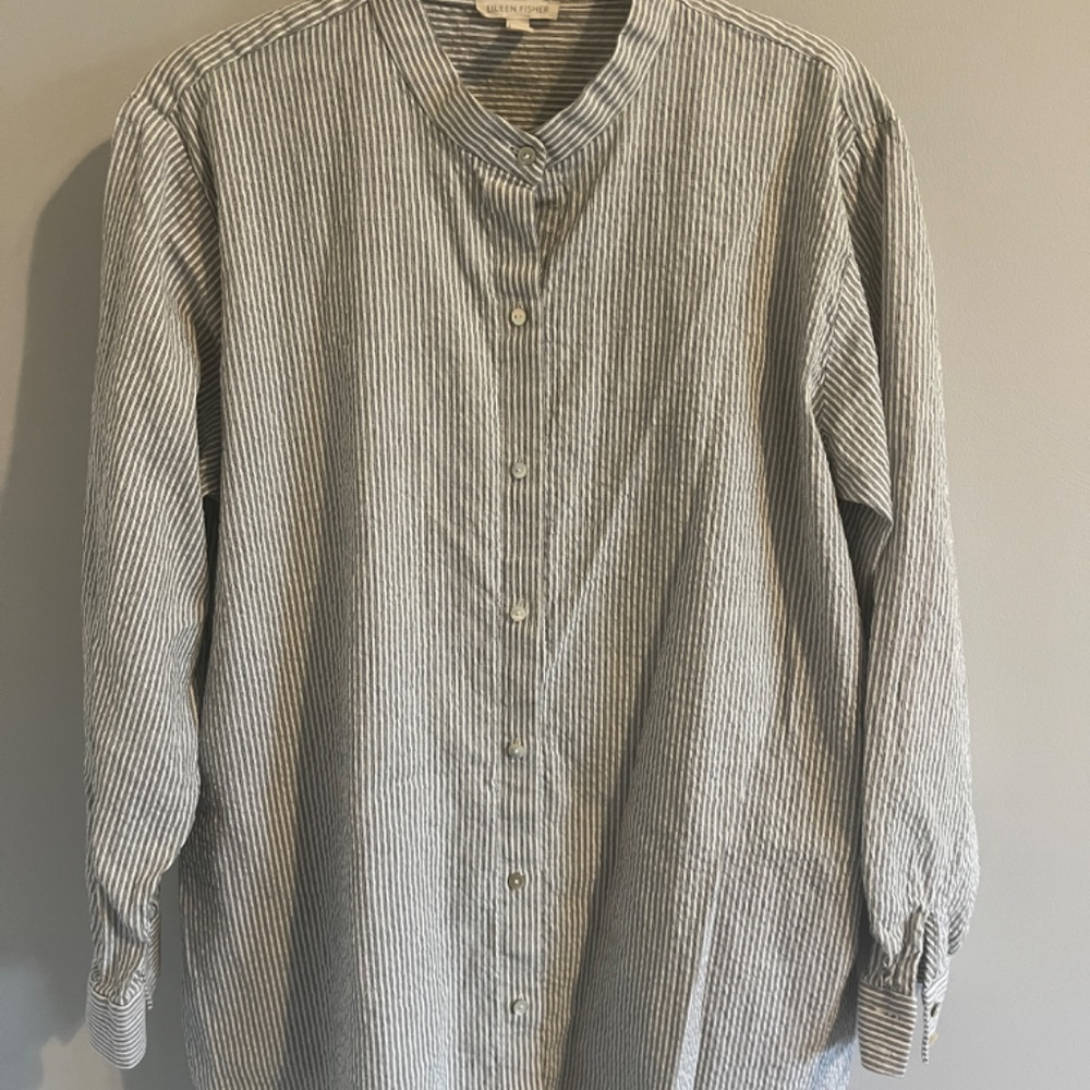 Eileen Fisher Button Front Long Sleeve Blouse